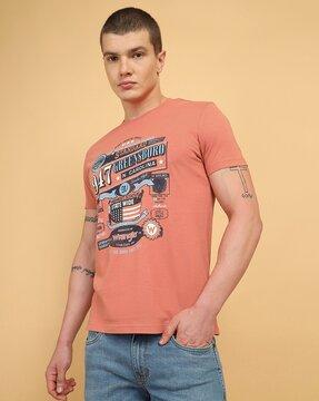 men graphic print regular fit round- neck t-shirt