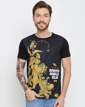 men graphic print regular fit round-neck t-shirt