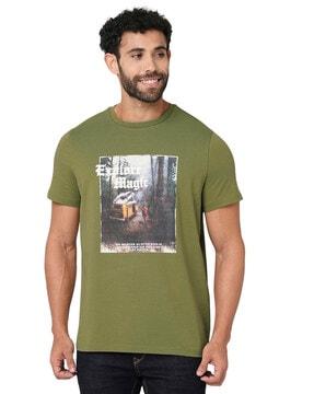 men graphic print regular fit round-neck t-shirt