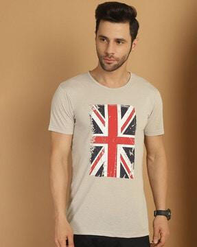 men graphic print regular fit round-neck t-shirt