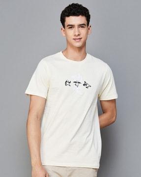 men graphic print regular fit round-neck t-shirt