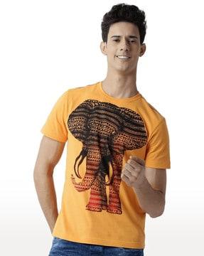 men graphic print regular fit round-neck t-shirt