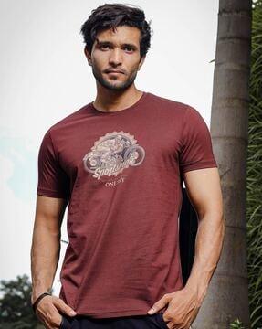 men graphic print regular fit round-neck t-shirt