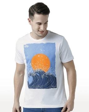 men graphic print regular fit round-neck t-shirt