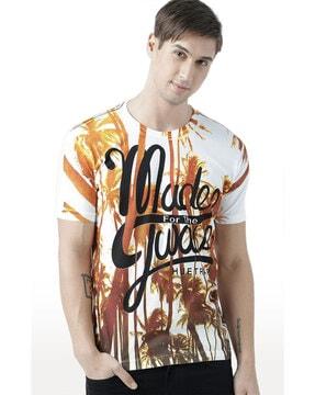 men graphic print regular fit round-neck t-shirt