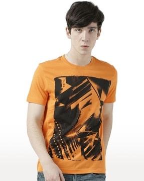 men graphic print regular fit round-neck t-shirt