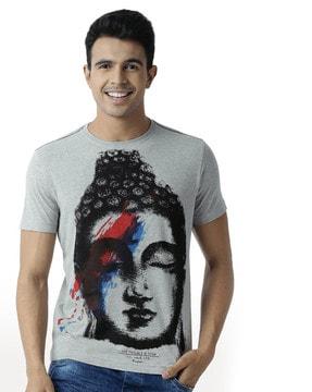 men graphic print regular fit round-neck t-shirt