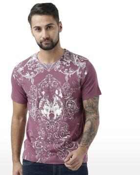 men graphic print regular fit round-neck t-shirt