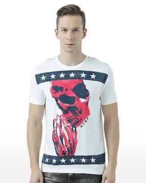 men graphic print regular fit round-neck t-shirt