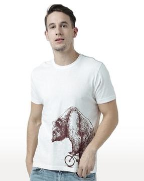 men graphic print regular fit round-neck t-shirt