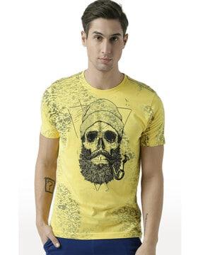 men graphic print regular fit round-neck t-shirt