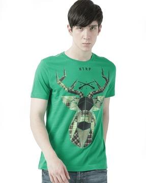 men graphic print regular fit round-neck t-shirt