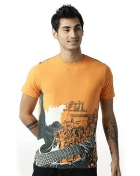 men graphic print regular fit round-neck t-shirt