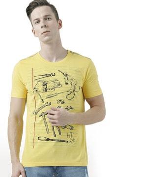 men graphic print regular fit round-neck t-shirt