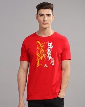 men graphic print regular fit round-neck t-shirt