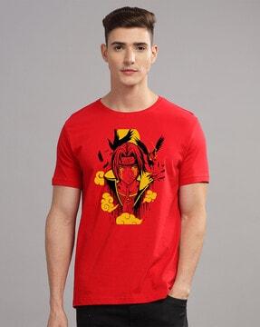 men graphic print regular fit round-neck t-shirt