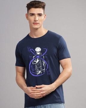 men graphic print regular fit round-neck t-shirt