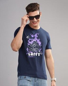 men graphic print regular fit round-neck t-shirt