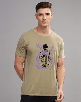 men graphic print regular fit round-neck t-shirt