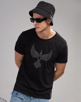 men graphic print regular fit round-neck t-shirt