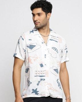 men graphic print regular fit shirt