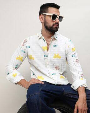 men graphic print regular fit shirt