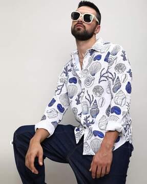 men graphic print regular fit shirt