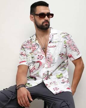 men graphic print regular fit shirt