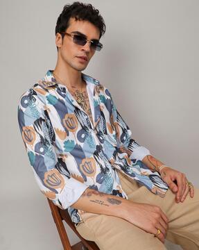 men graphic print regular fit shirt