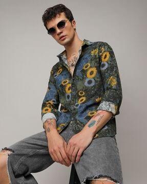 men graphic print regular fit shirt