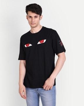 men graphic print regular fit t-shirt with round neck