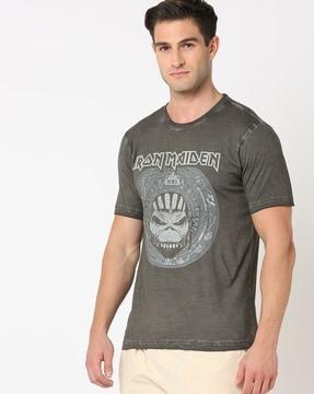 men graphic print relaxed fit crew-neck t-shirt