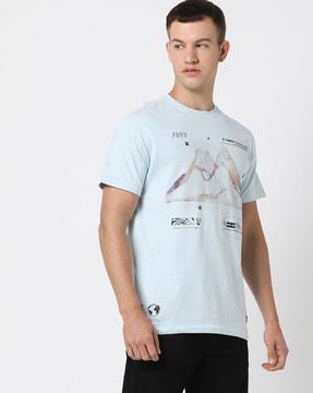 men graphic print relaxed fit crew-neck t-shirt