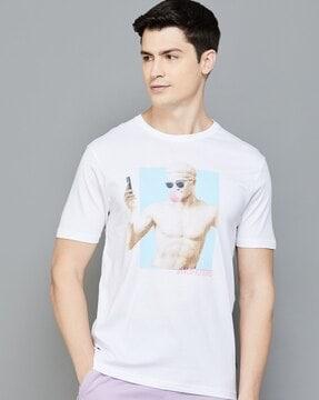 men graphic print relaxed fit crew-neck t-shirt