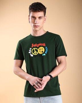 men graphic print relaxed fit crew-neck t-shirt