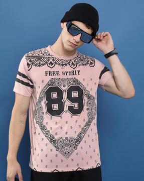 men graphic print relaxed fit crew-neck t-shirt