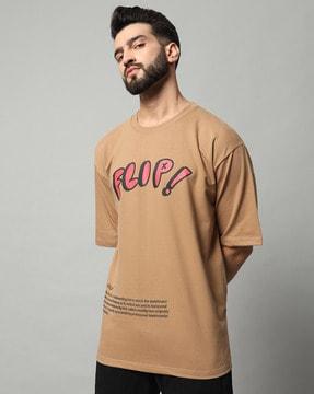 men graphic print relaxed fit crew-neck t-shirt