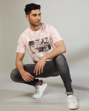 men graphic print relaxed fit crew-neck t-shirt