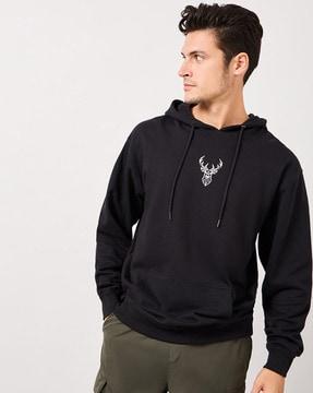 men graphic print relaxed fit hoodie