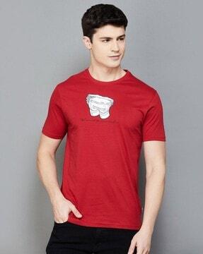 men graphic print relaxed fit round-neck t-shirt