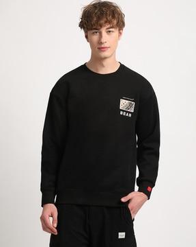 men graphic print relaxed fit sweatshirt