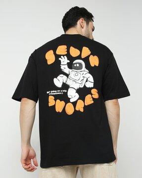 men graphic print round-neck oversized t-shirt