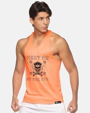 men graphic print scoop-neck vest