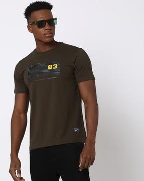 men graphic print slim fit crew-neck t-shirt