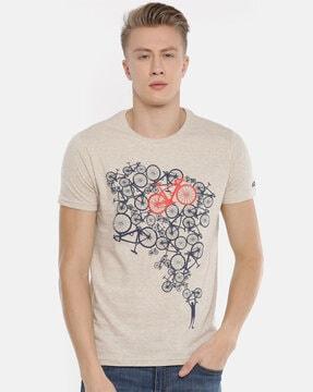 men graphic print slim fit crew-neck t-shirt