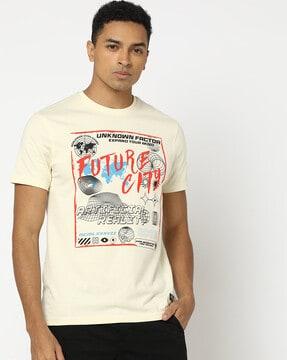 men graphic print slim fit crew-neck t-shirt