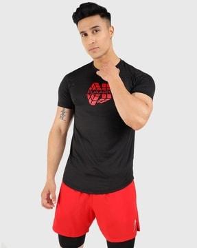 men graphic print slim fit crew-neck t-shirt