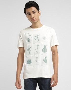 men graphic print slim fit crew-neck t-shirt