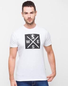 men graphic print slim fit crew-neck t-shirt