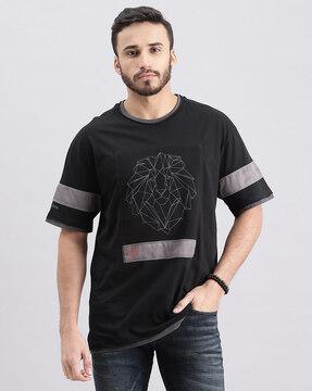 men graphic print slim fit crew-neck t-shirt